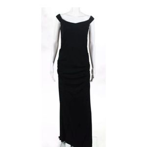 Nicole Miller Black Cap Sleeve Vive Gown 12